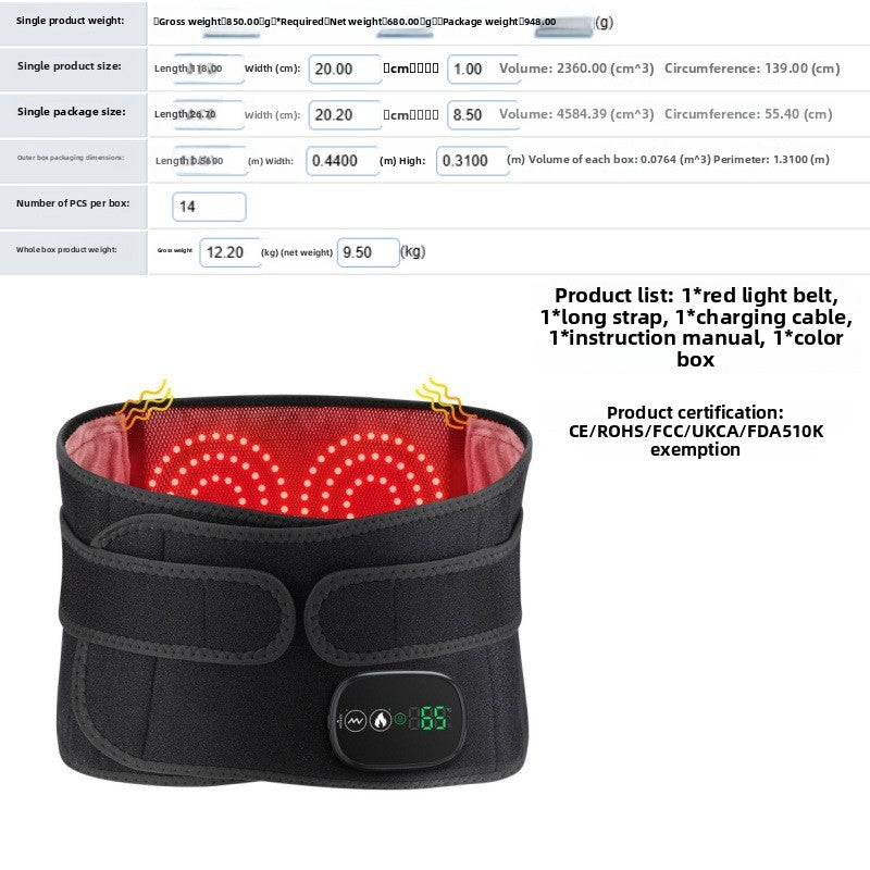 Red Light Heating Massage Belt with Digital Display