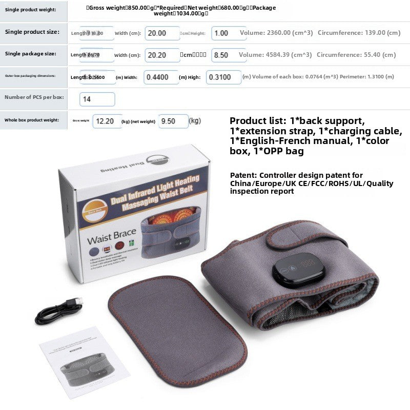 Red Light Heating Massage Belt with Digital Display