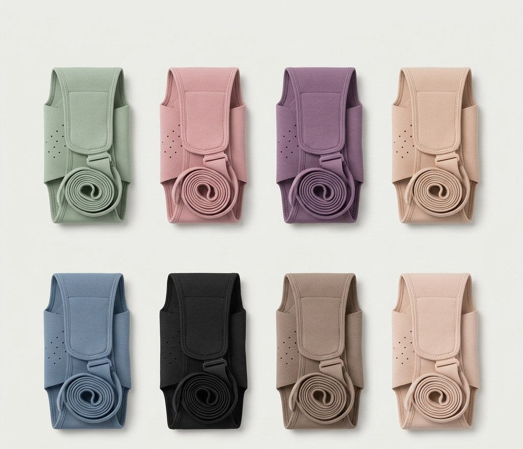 The facial wrap shown folded in its eight colourways