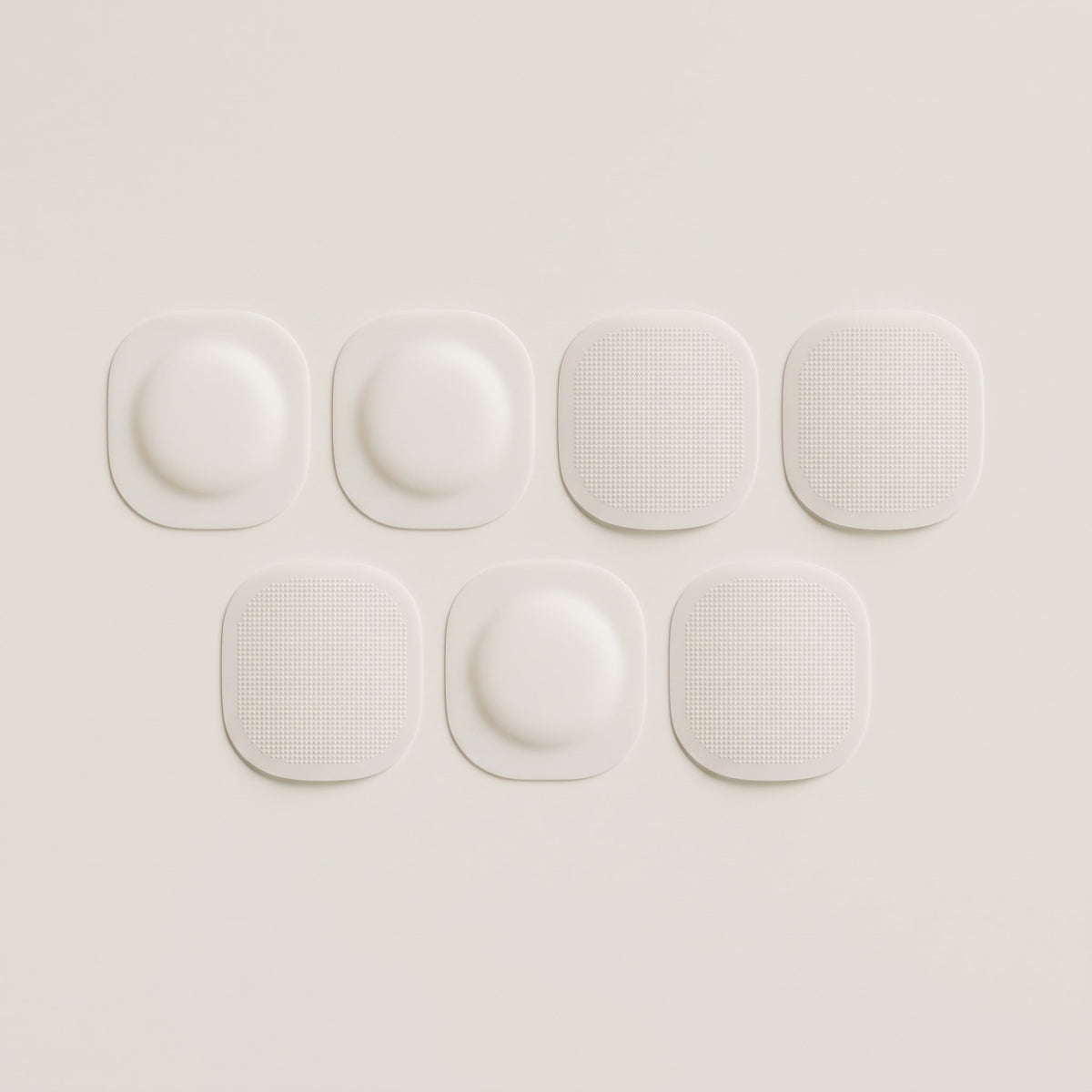 The seven patches from one pack laid out in a grid