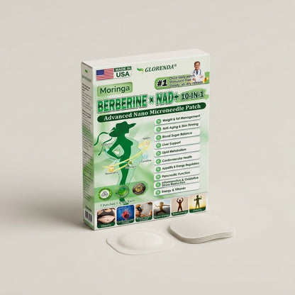 The microneedle patch retail carton with two patches in front of it