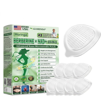 The retail carton shown with all seven patches