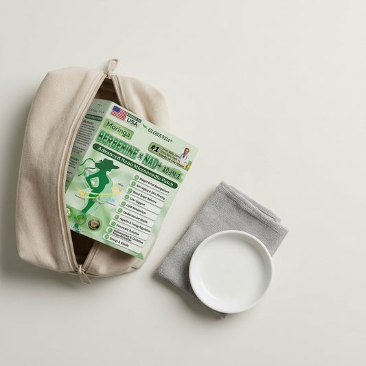 The patch carton packed in a canvas wash bag