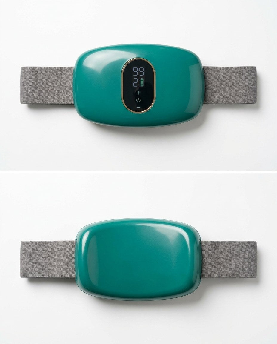 The waist massager shown display side up and contact side up